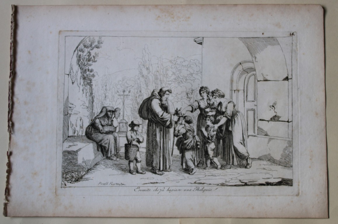 Eremita che fa bagiare una Reliquia by B Pinelli from Costumi Pittoreschi 1809