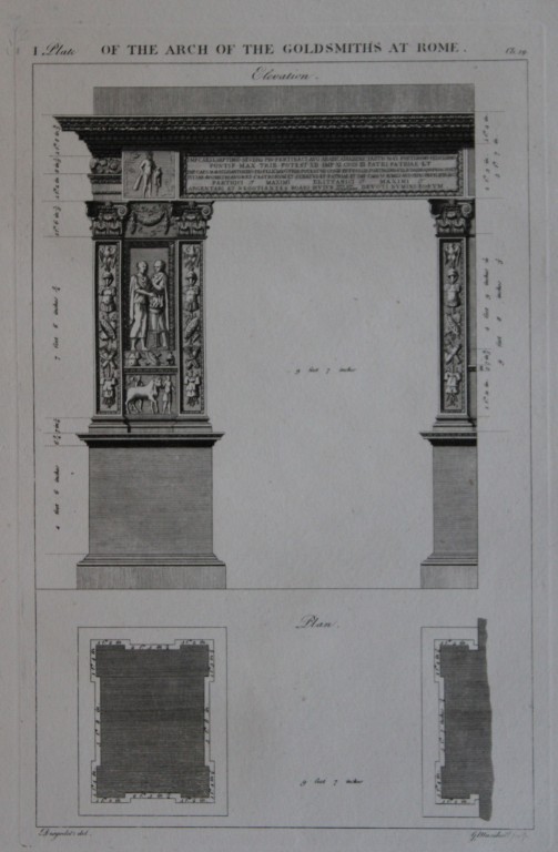 A Desgodetz - Engraving of the Arch of the Goldsmiths at Rome  1771