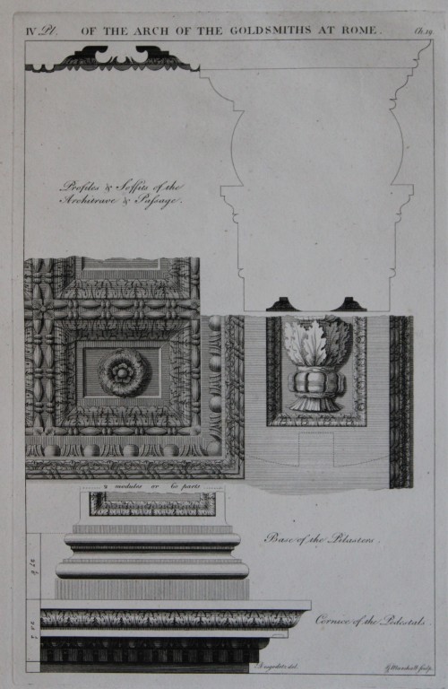 A Desgodetz - Engraving of the Arch of the Goldsmiths at Rome  1771
