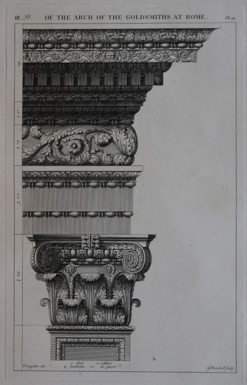 A Desgodetz - Engraving of the Arch of the Goldsmiths at Rome  1771