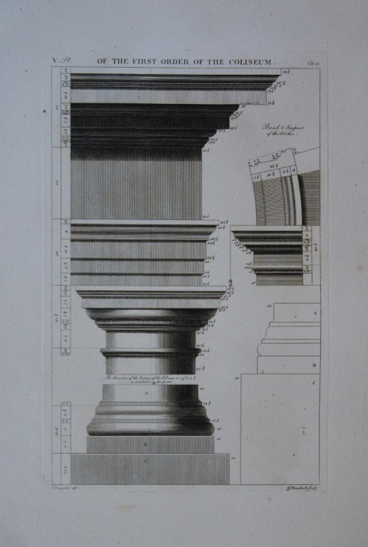 A Desgodetz - Engraving of the First Order of the Coliseum  1771