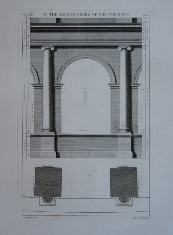 A Desgodetz - Engraving of the Second Order of the Coliseum  1771