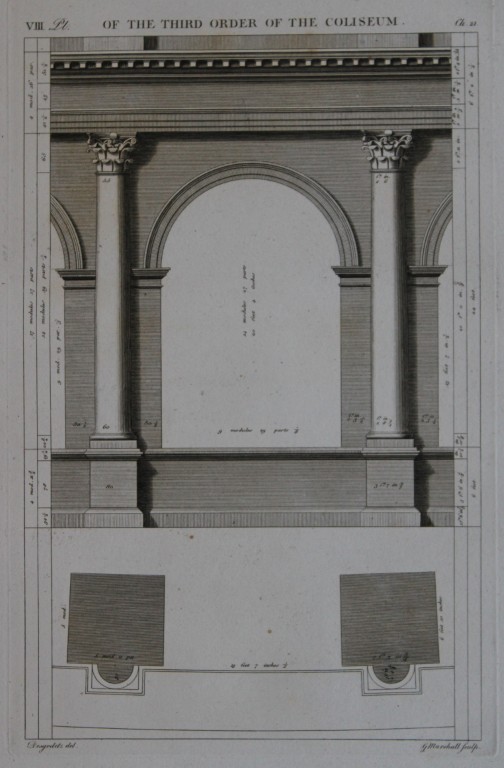 A Desgodetz - Engraving of the Third Order of the Coliseum 1771