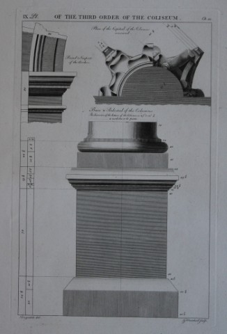 A Desgodetz - Engraving of the Third Order of the Coliseum 1771