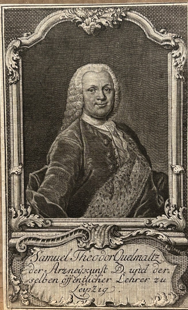 J C Sysang engraving of Samuel Theodor Quellmaltz 18th century
