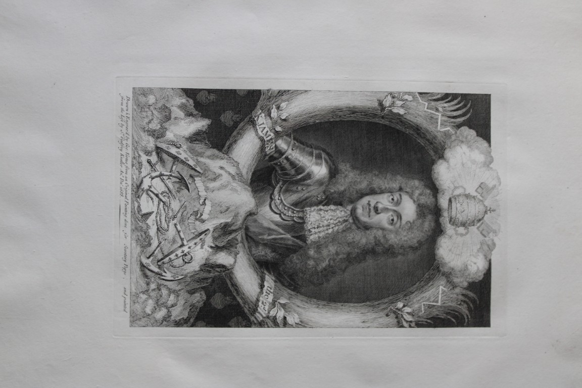 George Vertue - Rare folio engraving of James II 1736