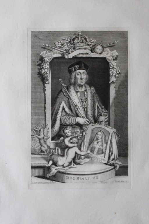 George Vertue - Rare folio engraving of Henry VII I 1736