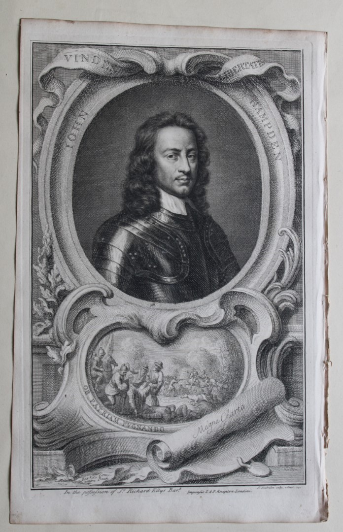 Jacobus Houbraken - Rare engraving of John Hampden 1747
