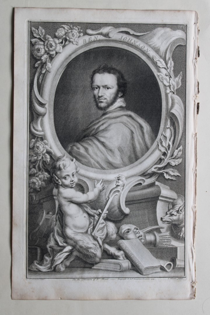 Jacobus Houbraken - Rare engraving of Ben Johnson 1747