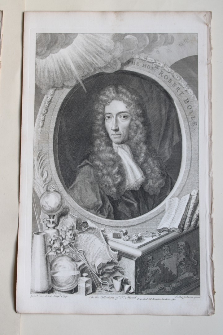 George Vertue - Rare engraving of Hon Robert Boyle  1747