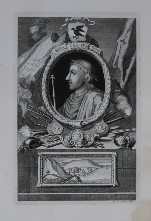 George Vertue - Rare folio engraving  King Canute 1736