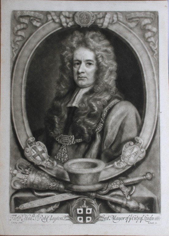 John Riley - Engraving of Sir Rob Clayton by John Smith c1685