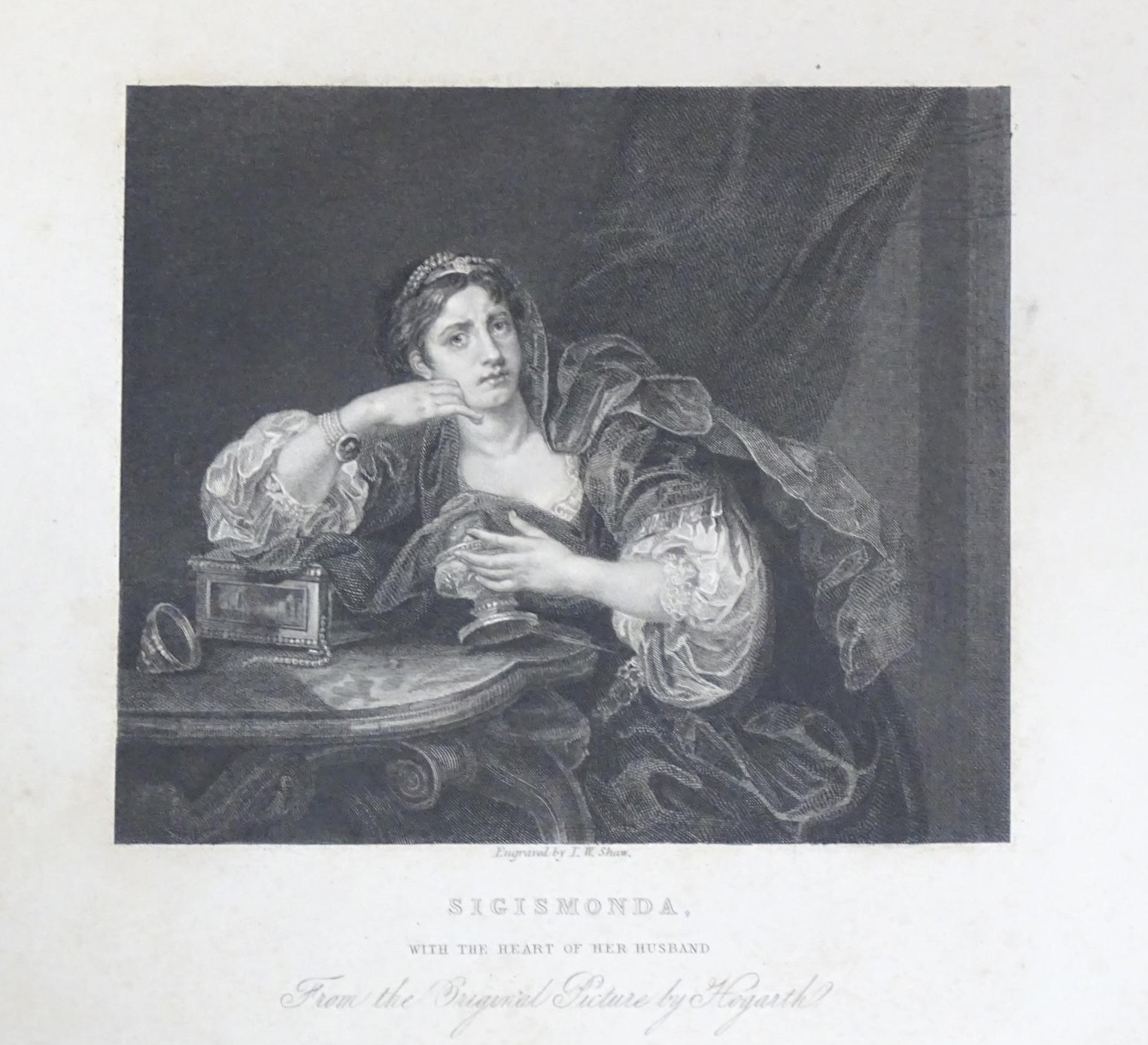William Hogarth - Sigismonda engraved by TW Shaw 1833