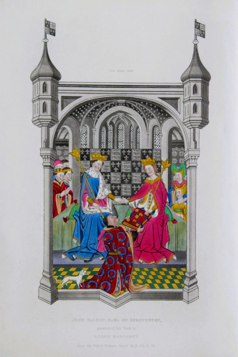 Henry Shaw - Hand-coloured engraving of John Talbot, Earl of Shrewsbury 1858