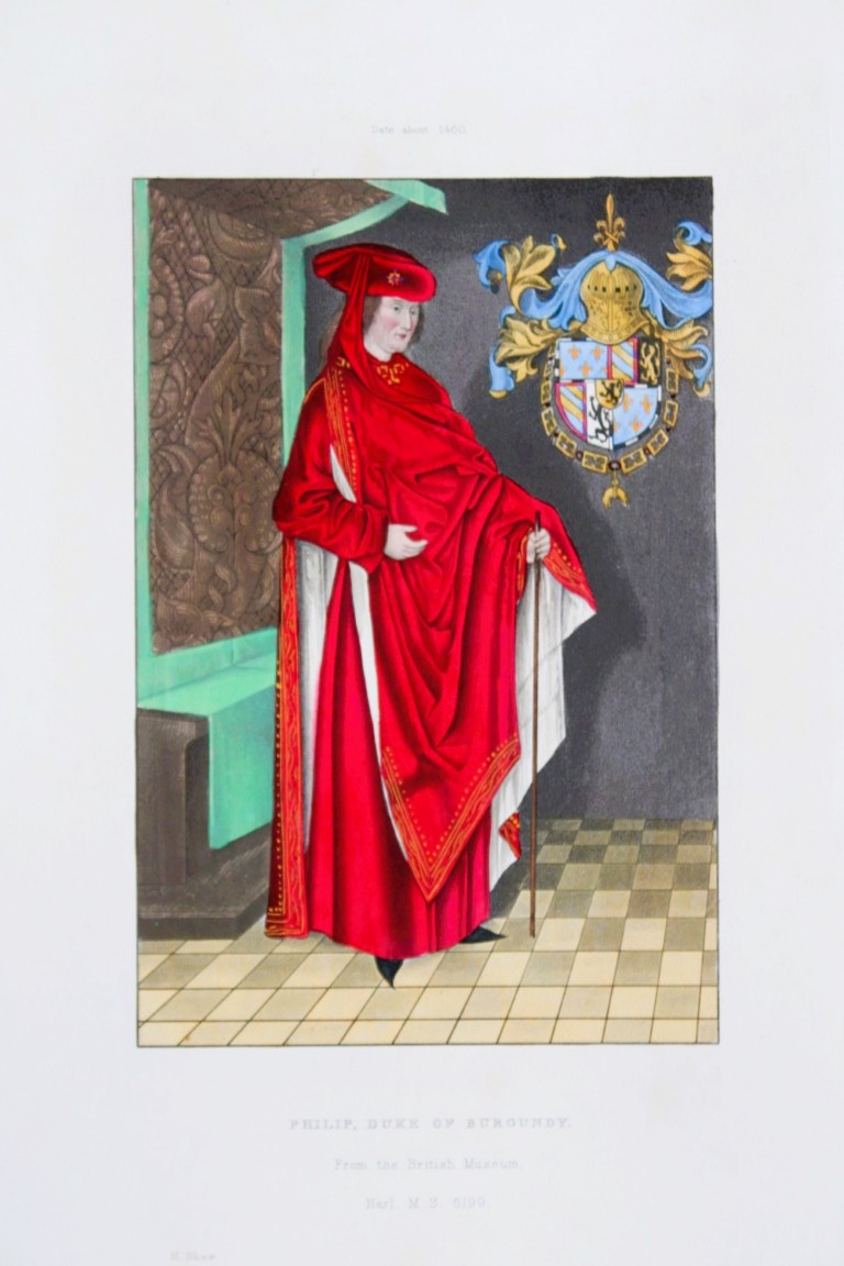 Henry Shaw - Hand-coloured engraving of Philip, Duke of Burgundy 1858