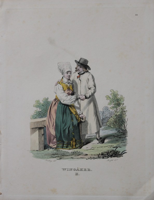 Sandberg - Hand coloured lithograph of Wingaker, Sweden by Forssell 1836