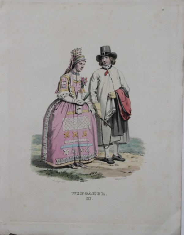 Sandberg - Hand coloured lithograph of Wingaker, Sweden by Forssell 1836