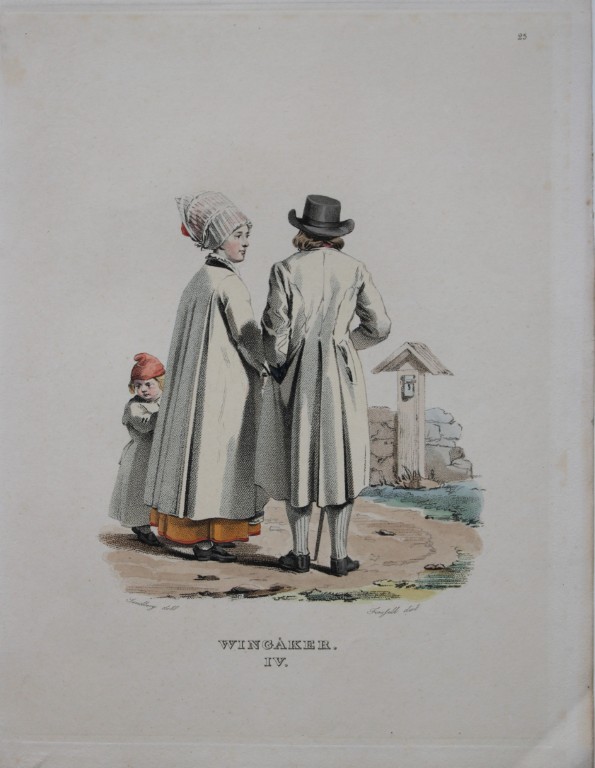 Sandberg - Hand coloured lithograph of Wingaker, Sweden by Forssell 1836