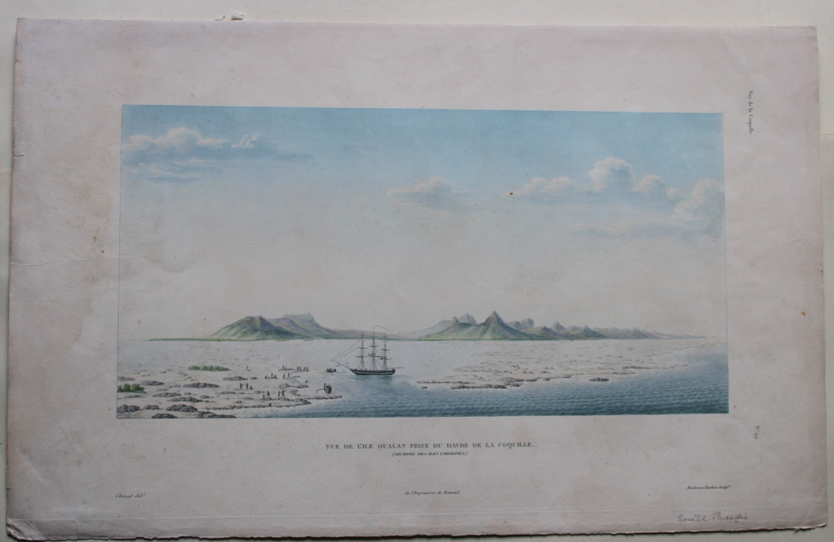 Louis-Isodore Duperrey - View of Oualan Island from La Coquille 1826