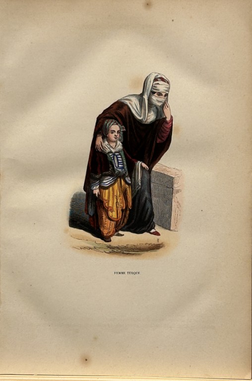 A Wahlen - Woodcut engraving of Turkish woman 1843