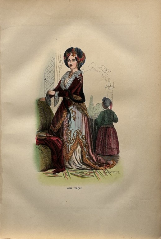 A Wahlen - Woodcut engraving of Turkish lady 1843