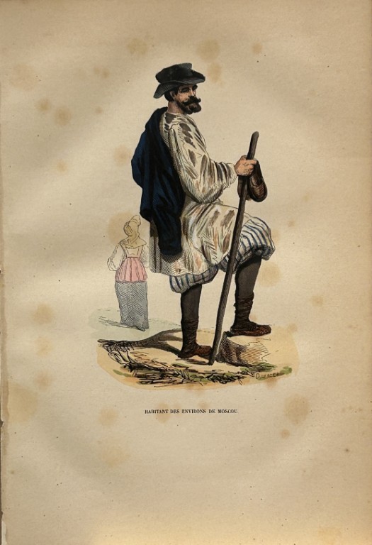 A Wahlen - Woodcut engraving of Moscow dweller 1843