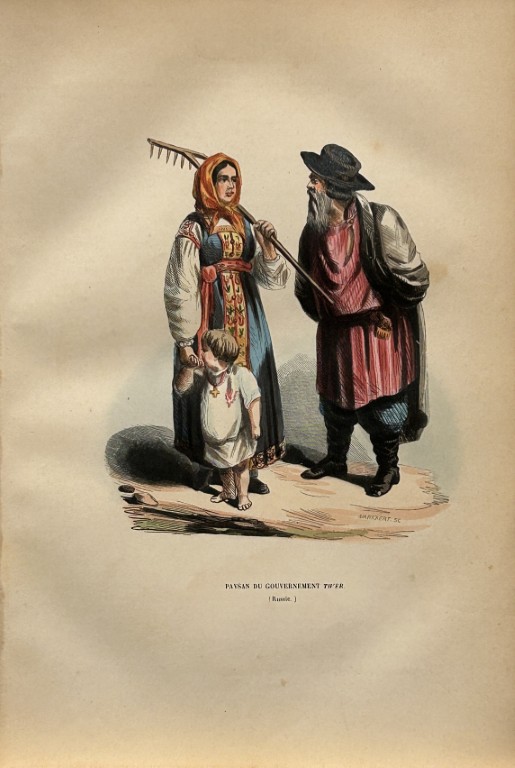 A Wahlen - Woodcut engraving of man from Twer Governate 1843