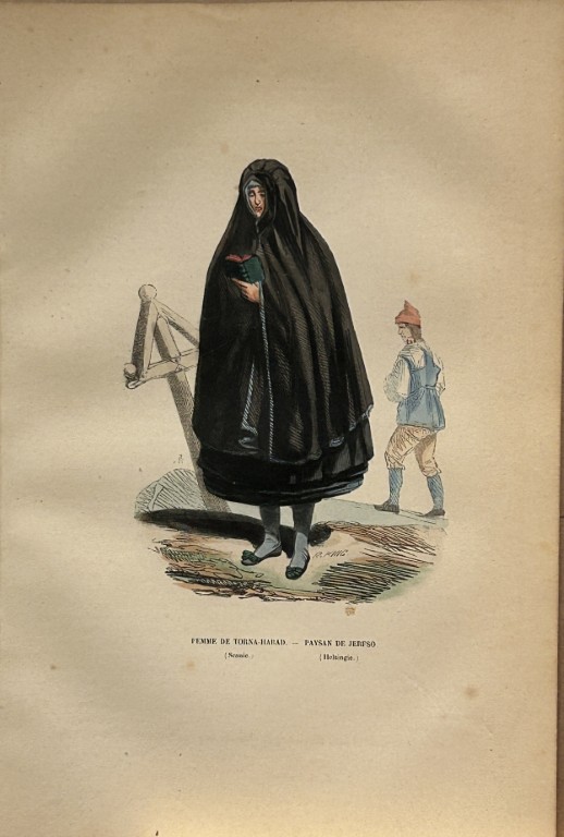 A Wahlen - Woodcut engraving of Woman of Torna-Harad, Sweden 1843