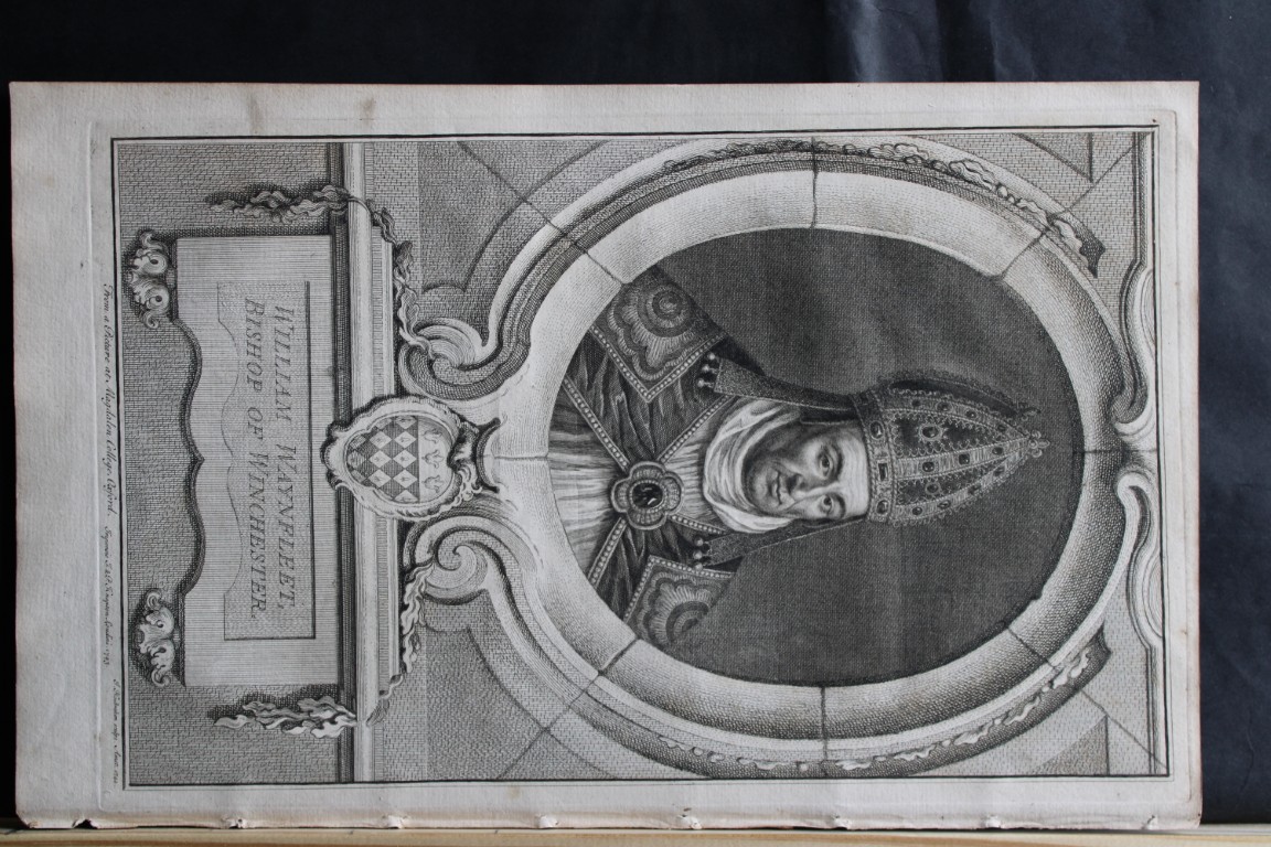 Jacobus Houbraken - Rare engraving of William Waynfleet, Bishop of Winchester 1747