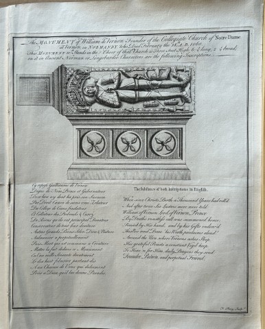 Architectural Drawing - Monument of William de Vernon, Normandy 1871