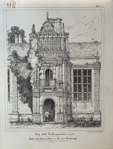 Architectural Drawing - Kirby Hall, Northamptonshire 1870