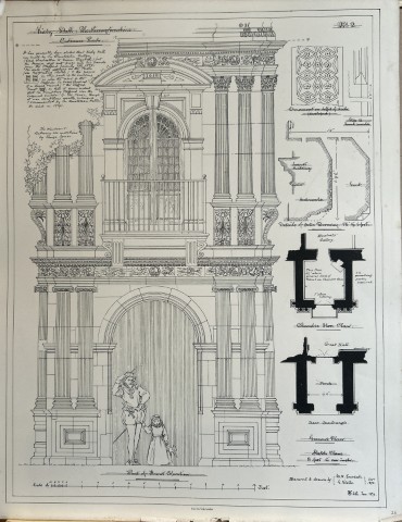 Architectural Drawing - Kirby Hall, Northamptonshire 1870
