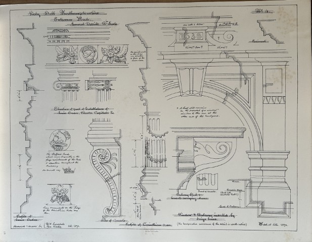 Architectural Drawing - Kirby Hall, Northamptonshire 1870