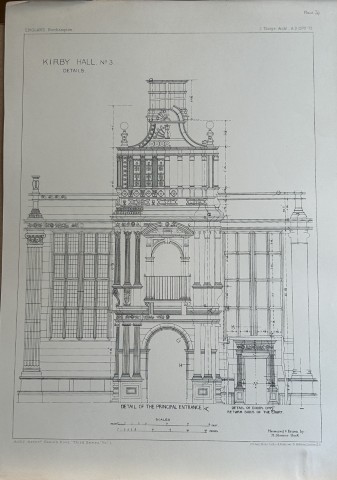 Architectural Drawing - Kirby Hall, Northamptonshire 1870