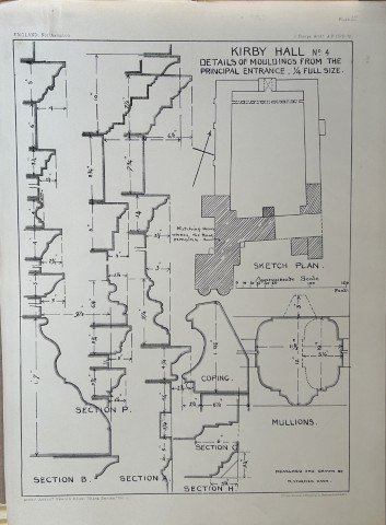 Architectural Drawing - Kirby Hall, Northamptonshire 1870