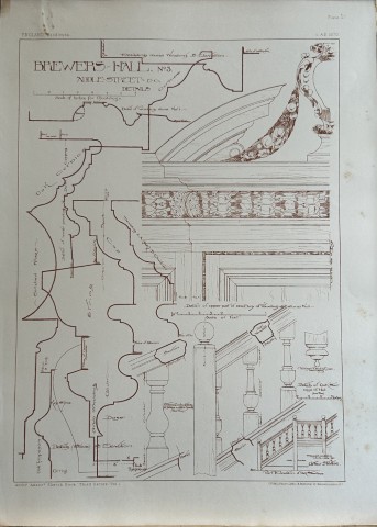 Architectural Drawing - Brewers Hall, London 1870