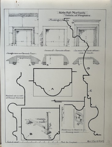 Architectural Drawing - Kirby Hall, Northamptonshire 1870