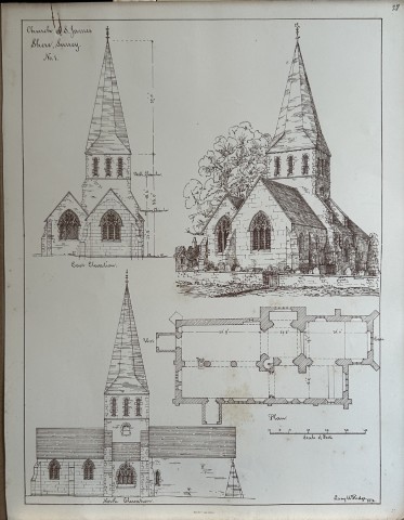 Architectural Drawing - St James Church, Shere, Surrey 1870