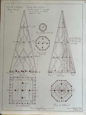 Architectural Drawing - St James Church, Shere, Surrey 1870