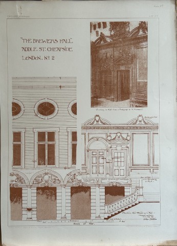 Architectural Drawing - Brewers Hall, London 1870