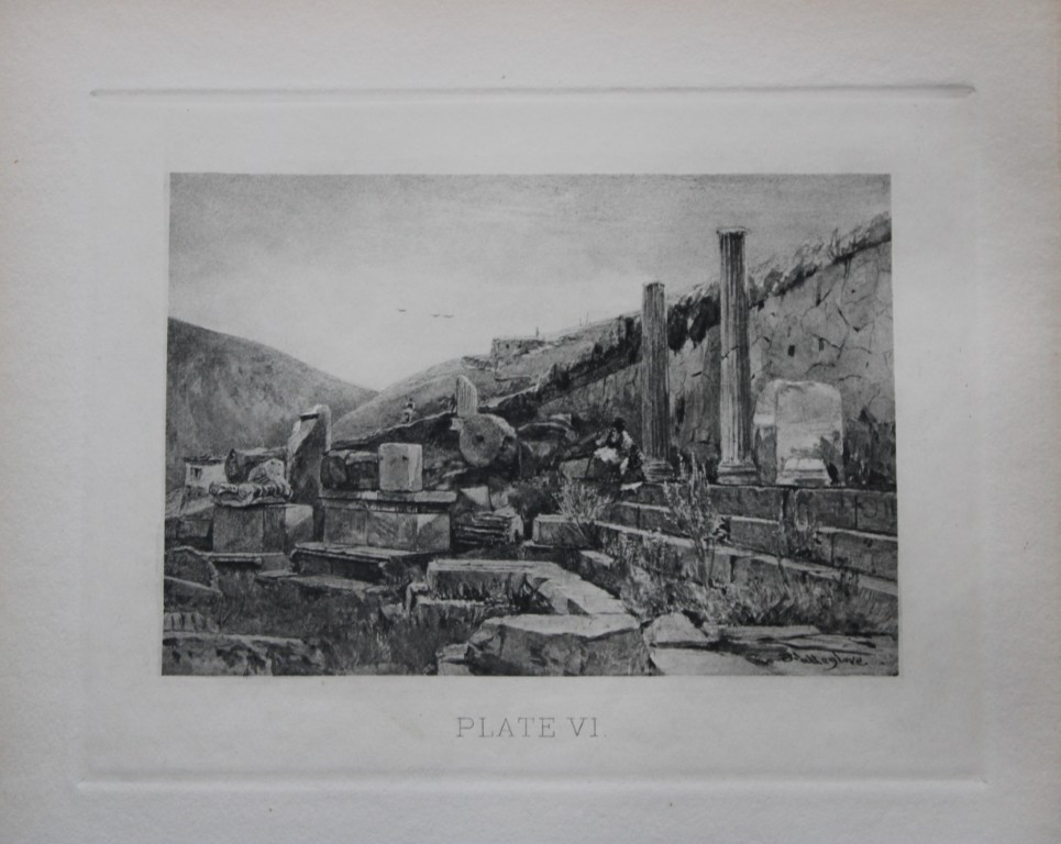 John Fulleylove 1897 - Etching of Threasury of the Athenians at Delphi
