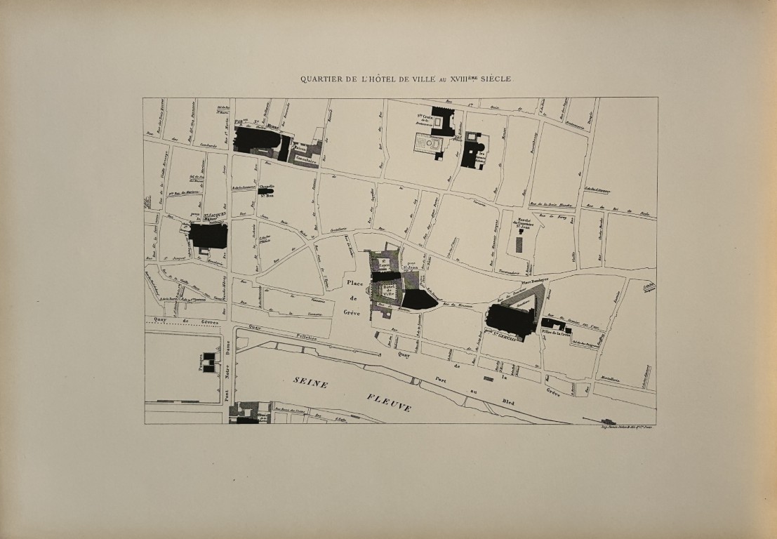 Fedor Hoffbauer - Map of Town Hall Quarter, Paris 1875