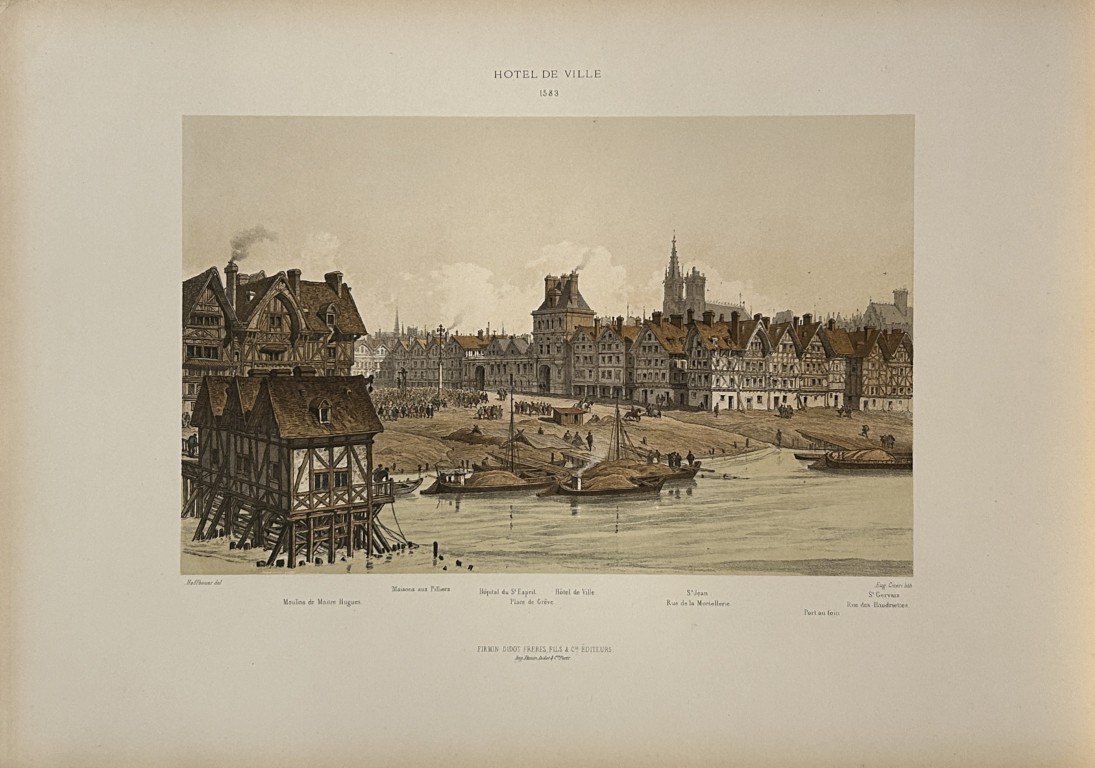 Fedor Hoffbauer - Town Hall, Paris in 16th century,  1875