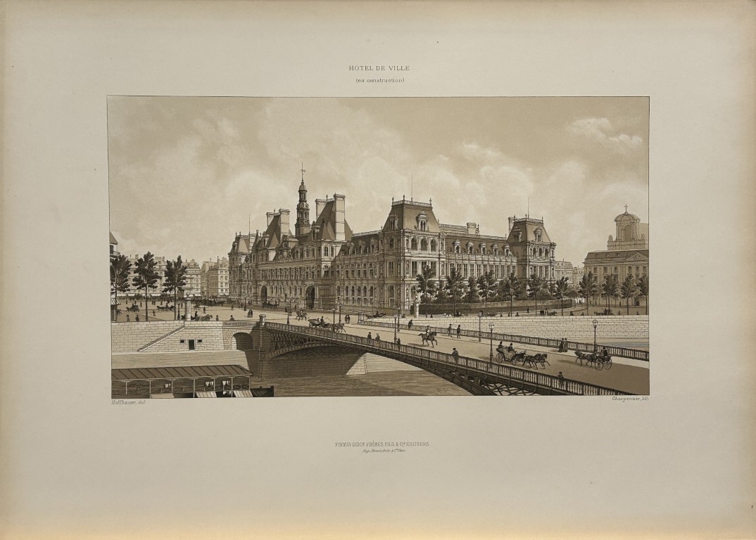 Fedor Hoffbauer - Hotel de Ville, Paris (en construction) 1875