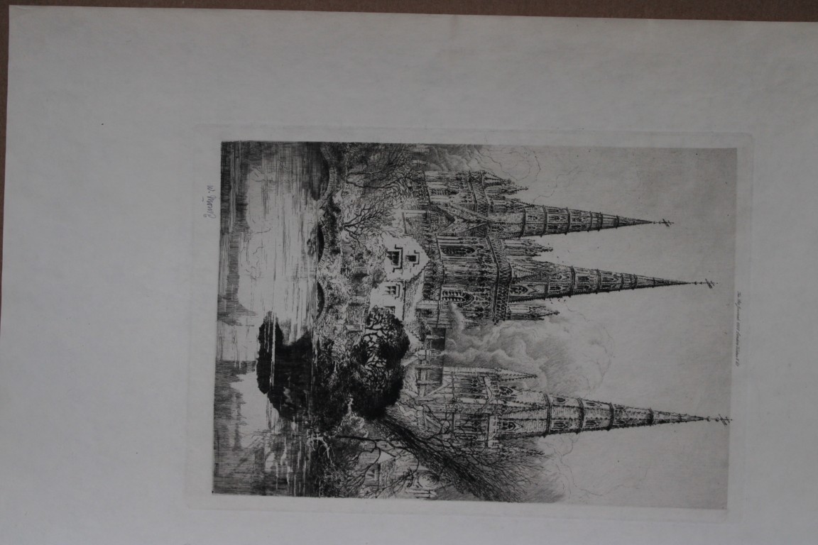 William Monk - Lichfield Cathedral 1908, signed by artist