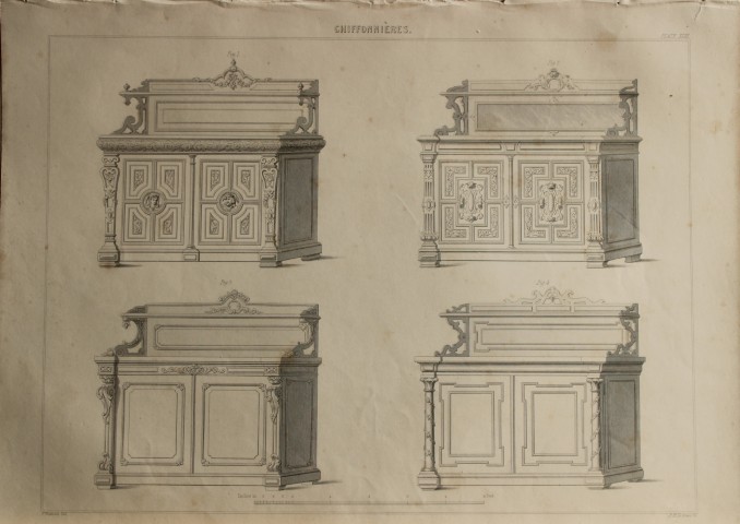 P Thomson - Chiffonieres engraved by JH Le Keux 1853