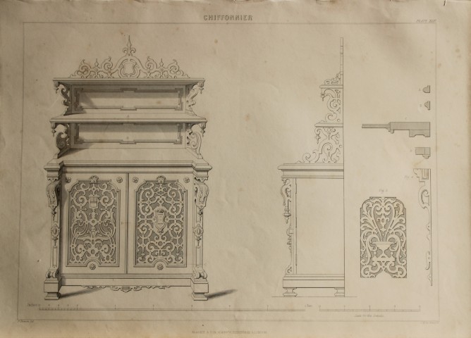 P Thomson - Chiffonier engraved by JH Le Keux 1853