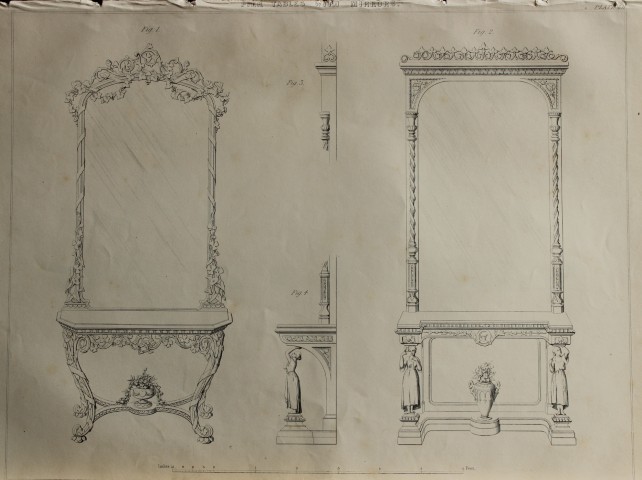 P Thomson - Pier Tables with Mirrors engraved by JH Le Keux 1853
