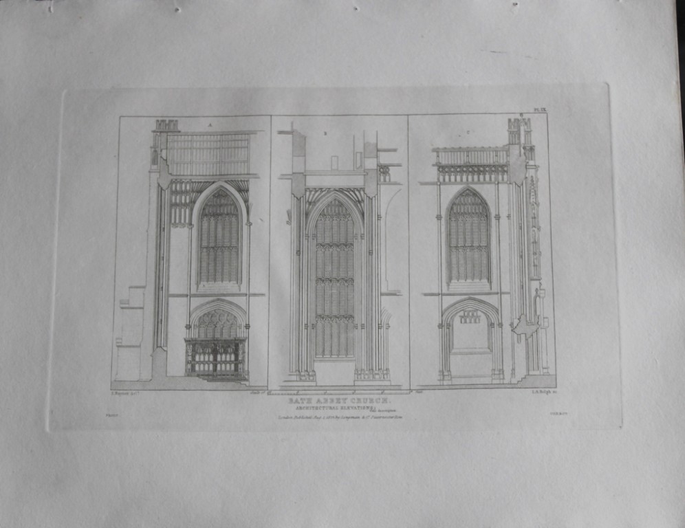 LA Rolph - Bath Abbey Church engraved by S Rayner 1829