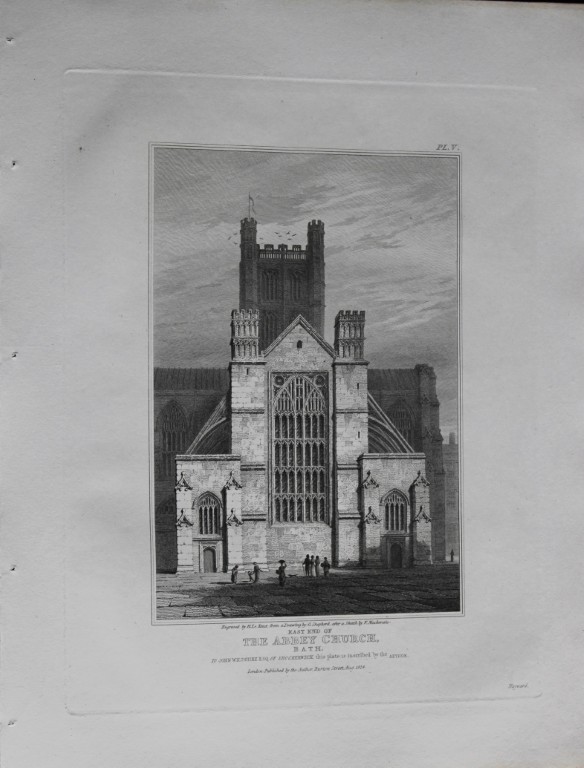 F Mackenzie - The Abbey Church, Bath engraved by J Le Keux 1824